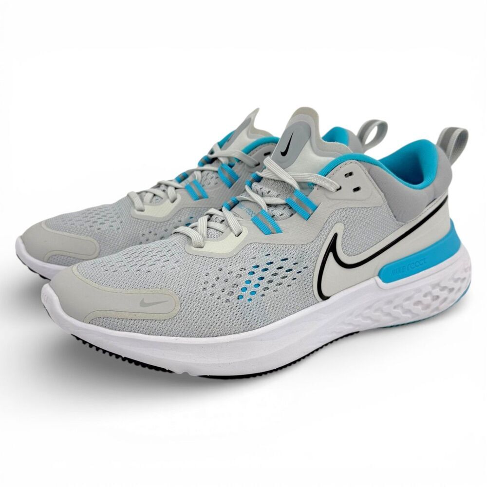 Nike Men's React Miler 2 Running Shoes Pure Platinum Chlorine Blue Size 9.5